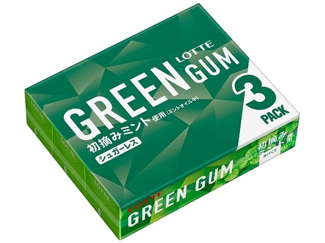 ロッテ グリーンガム３Ｐ ９枚×３パック □お取り寄せ品 【購入入数１００個】