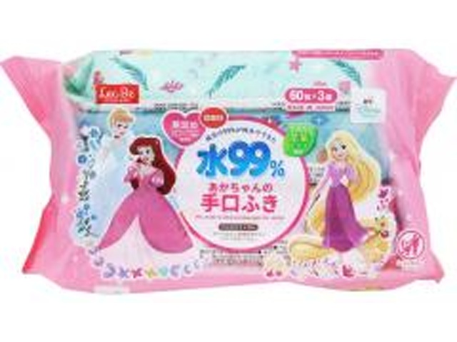 レック 手口ふき６０枚×３ ディズニープリンセス □お取り寄せ品 【購入入数１６個】