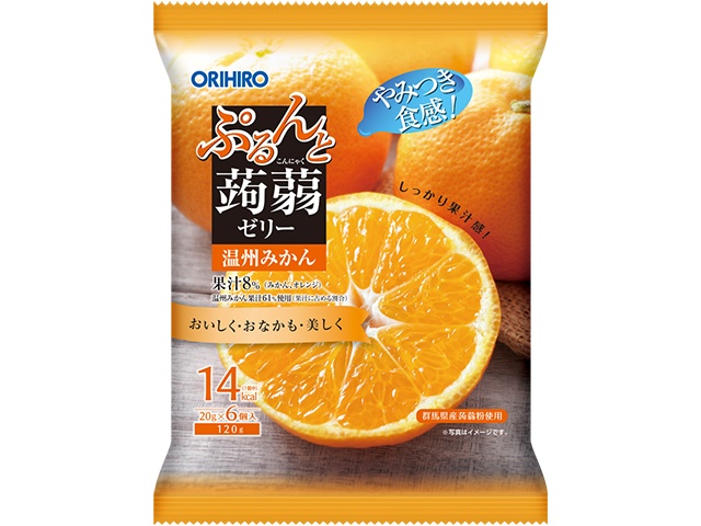 オリヒロプランデュ ぷるんと蒟蒻ゼリーパウチ温州みかん味６個  【購入入数２４個】