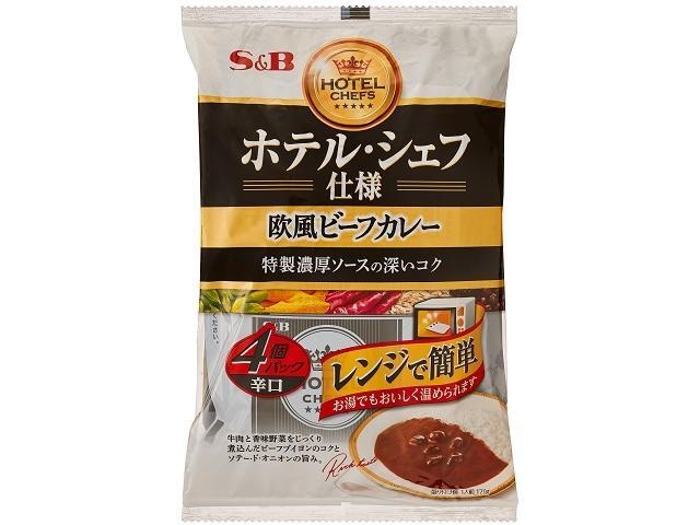 Ｓ＆Ｂ ホテル・シェフ仕様欧風ビーフカレー４Ｐ辛口 □お取り寄せ品 【購入入数１６個】