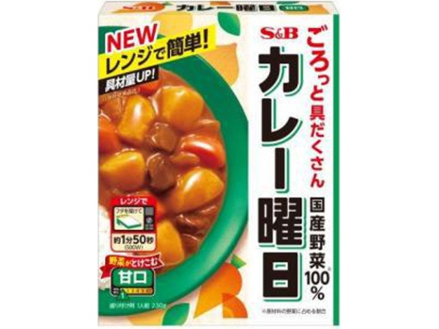 Ｓ＆Ｂ カレ－曜日 甘口２３０ｇ □お取り寄せ品 【購入入数３０個】