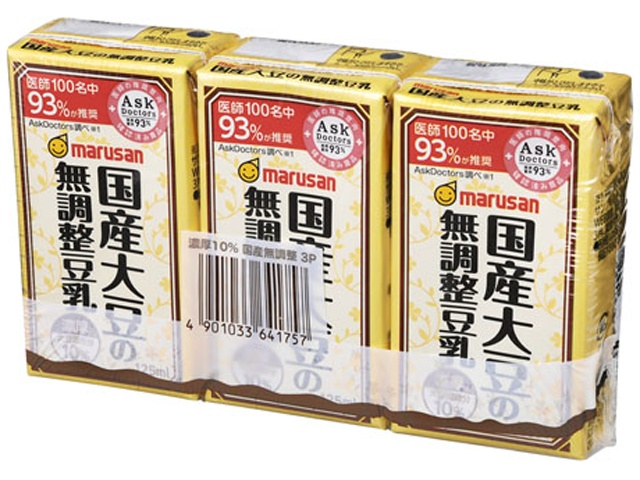 マルサン 濃厚１０％国産大豆の無調整豆乳３本パック □お取り寄せ品 【購入入数８個】