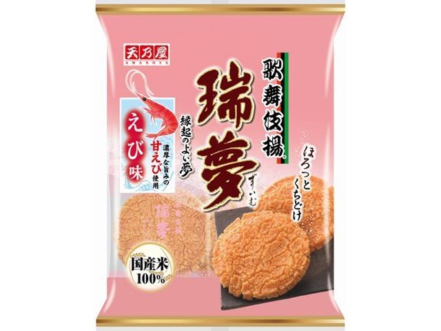 天乃屋 歌舞伎揚 瑞夢えび味６枚 △ 【購入入数１２個】