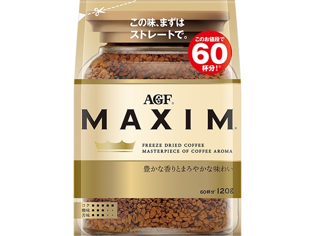 マキシム インスタントコーヒー１２０ｇ袋 △ 【購入入数１２個】