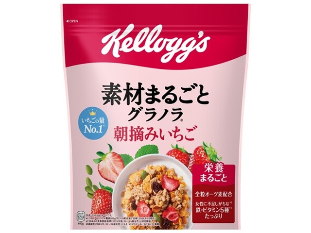 ケロッグ 素材まるごとグラノラ朝摘みいちご４００ 【新商品 3/30 発売】 【今月の特売 嗜好食品】 □お取り寄せ品 【購入入数１２個】