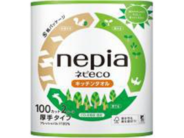 ネピア ネピＥＣＯキッチンタオル２Ｒ１００カット □お取り寄せ品 【購入入数２４個】