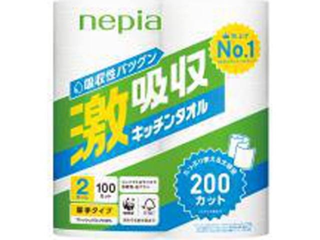 ネピア 激吸収キッチンタオル２Ｒ２００カット △ 【購入入数１個】