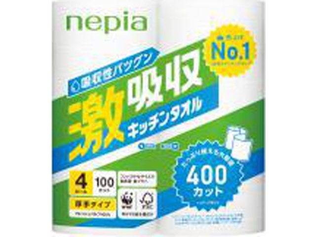 ネピア 激吸収キッチンタオル４Ｒ４００カット △ 【購入入数１個】