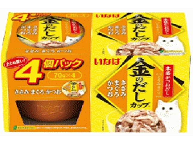 いなば 金のだしカップ ささみ７０ｇ×４Ｐ □お取り寄せ品 【購入入数１２個】