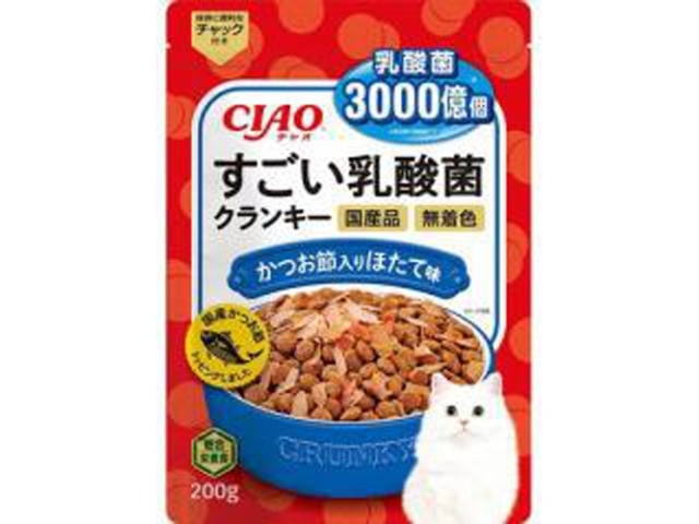 いなばペット 乳酸菌クランキーかつおほたて２００ｇ □お取り寄せ品 【購入入数２４個】