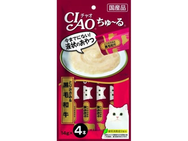 いなば チャオちゅ～るささみ＆和牛 １４ｇ×４本 □お取り寄せ品 【購入入数４８個】