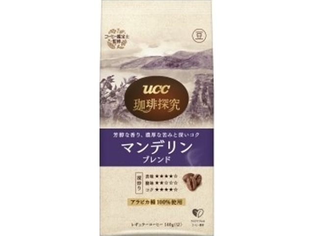 ＵＣＣ 珈琲探究 炒り豆マンデリンブレンド１４０ｇ □お取り寄せ品 【購入入数１２個】