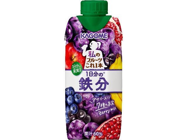 カゴメ 私のフルーツこれ一本１日分の鉄分３３０ｍｌ △ 【購入入数１２個】