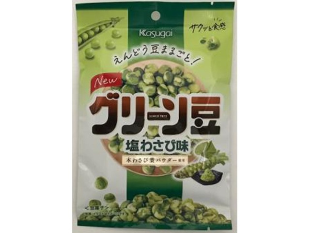 春日井製菓 Ｓグリーン豆 塩わさび味７３ｇ △ 【購入入数２４個】
