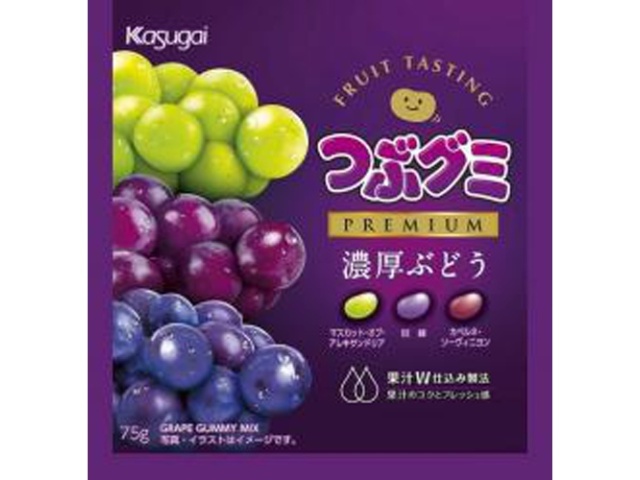 春日井製菓 つぶグミＰＲＥＭＩＵＭ濃厚ぶどう７５ｇ △ 【購入入数１０個】