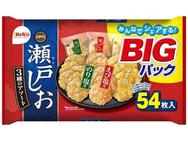 栗山米菓 ＢＩＧパック瀬戸しおアソート５４枚 【今月の特売 菓子】 □お取り寄せ品 【購入入数６個】