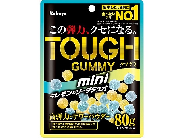 カバヤ タフグミｍｉｎｉ レモン＆ソーダ８０ｇ 【新商品 3/31 発売】 △ 【購入入数６個】