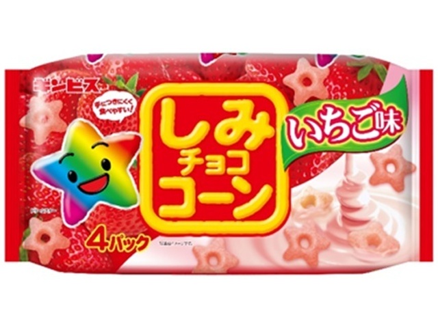 ギンビス しみチョココーンいちご味４パック  【購入入数１２個】