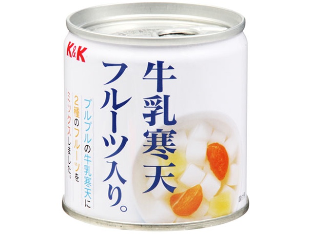 Ｋ＆Ｋ 牛乳寒天フルーツ入り １９５ｇ □お取り寄せ品 【購入入数２４個】