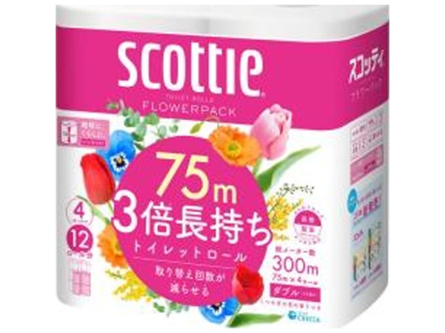 スコッティ フラワー３倍長持ち４Ｒダブル □お取り寄せ品 【購入入数１２個】