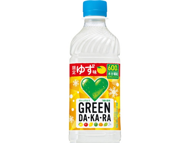 グリーンダカラ 冬限定ゆず味 Ｐ６００ｍｌ 【今月の特売 飲料水】 □お取り寄せ品 【購入入数２４個】