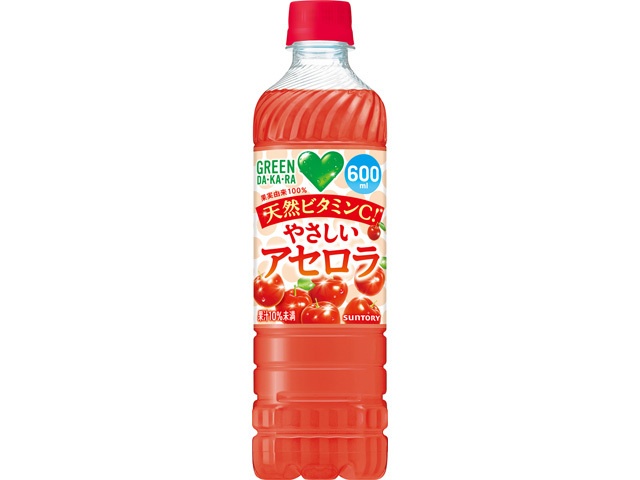ＧＲＥＥＮ ＤＡＫＡＲＡ やさしいアセロラＰ６００ 【新商品 2/10 発売】 【今月の特売 飲料水】 【購入入数２４個】