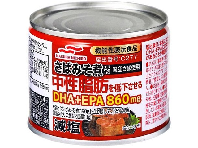 マルハ 減塩さばみそ煮中性脂肪を低下 １９０ｇ □お取り寄せ品 【購入入数４８個】