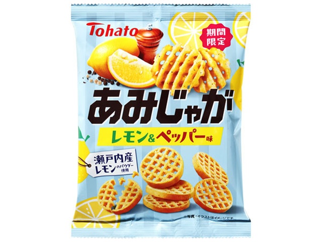 東ハト あみじゃが レモン＆ペッパー味５３ｇ 【新商品 4/6 発売】 △ 【購入入数１２個】