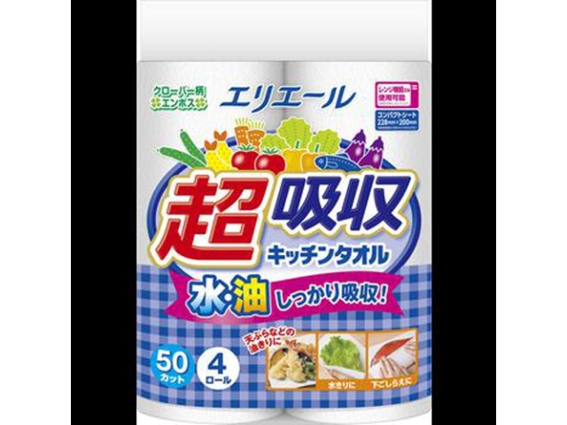 エリエール 超吸収キッチンタオル４Ｒ５０カット □お取り寄せ品 【購入入数１２個】
