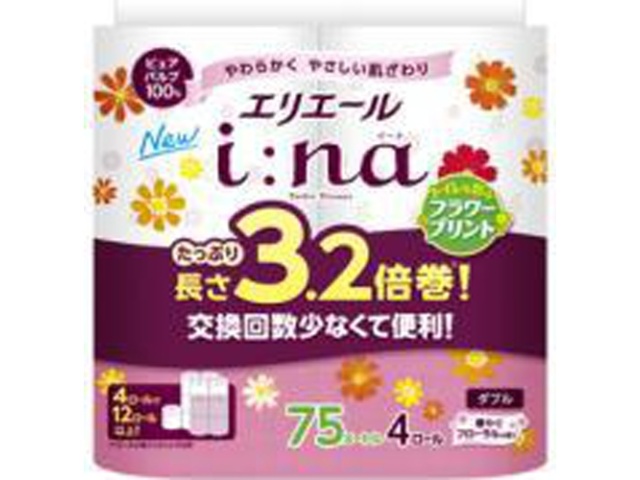 エリエール ｉ：ｎａトイレ３．２倍巻プリント４ｒｗ □お取り寄せ品 【購入入数１６個】