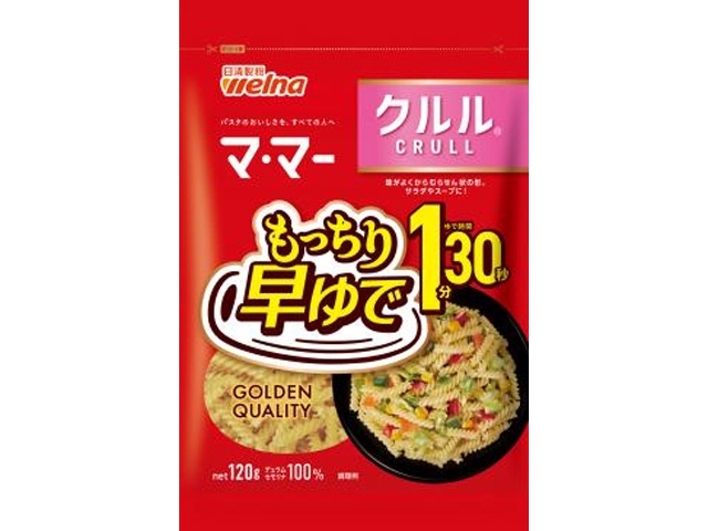 マ・マー 早ゆで１分３０秒 クルル１２０ｇ 【新商品 3/1 発売】 【今月の特売 麺類】 【購入入数２０個】