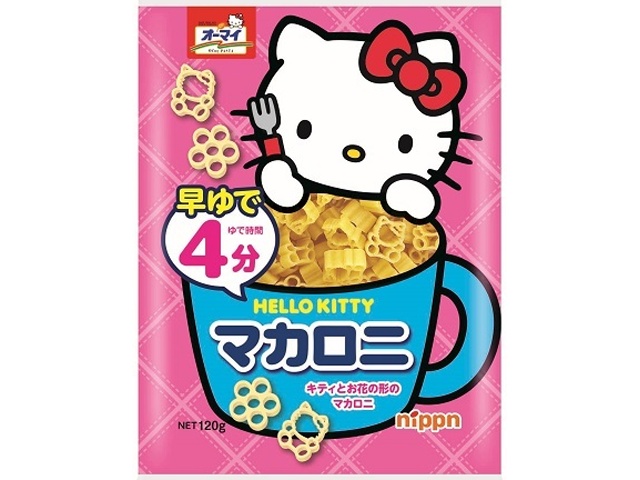 オーマイ 早ゆでハローキティマカロニ １２０ｇ 【今月の特売 麺類】 △ 【購入入数１６個】