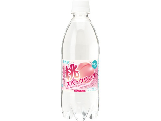 サンガリア 天然水桃スパークリング Ｐ５００ｍｌ 【新商品 3/31 発売】 □お取り寄せ品 【購入入数２４個】