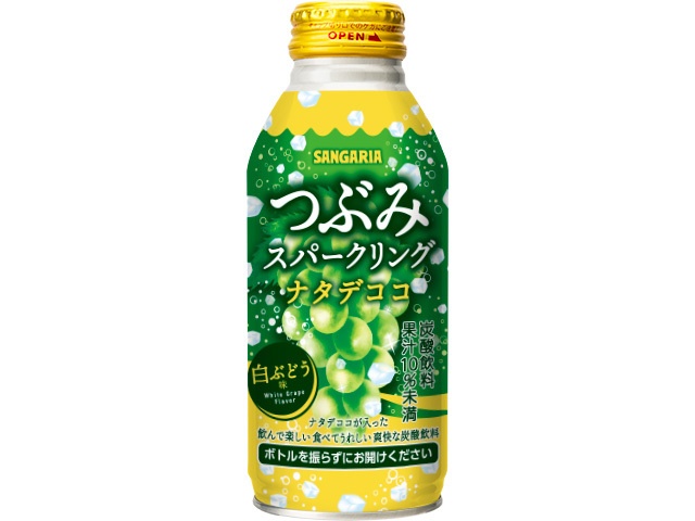 サンガリア つぶみスパークリングナタデココ３８０ｇ 【新商品 3/23 発売】 □お取り寄せ品 【購入入数２４個】