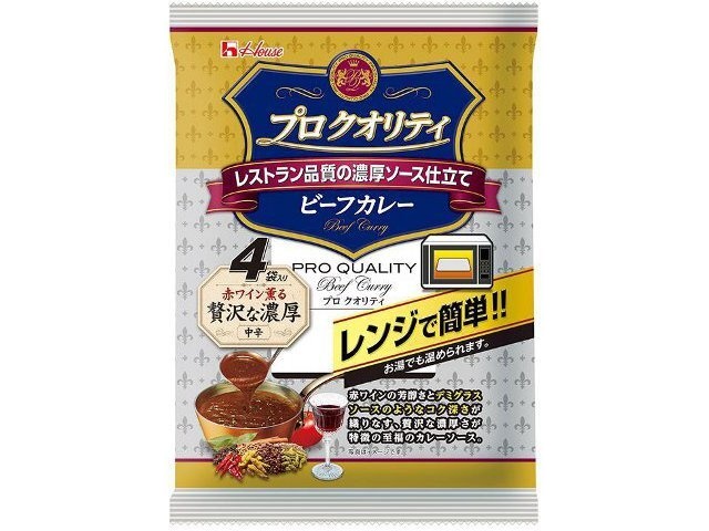 ハウス食品 プロクオリティ ビーフカレー 贅沢４袋 □お取り寄せ品 【購入入数１２個】