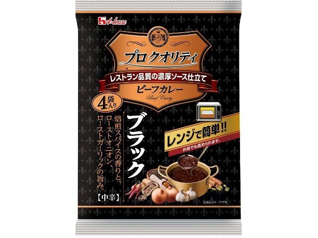 ハウス食品 プロクオリティ ビーフカレー ブラック４袋 □お取り寄せ品 【購入入数１２個】