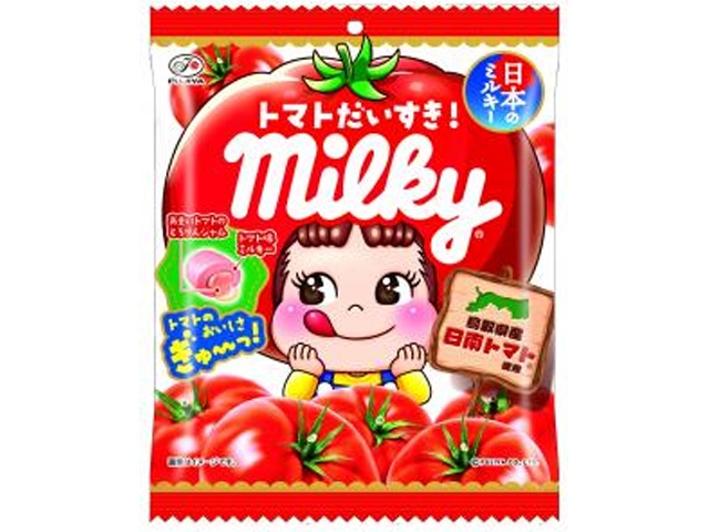 不二家 トマトだいすき！ミルキー袋 ６２ｇ 【新商品 3/3 発売】【数量限定】 □お取り寄せ品 【購入入数４８個】【数量限定】◇