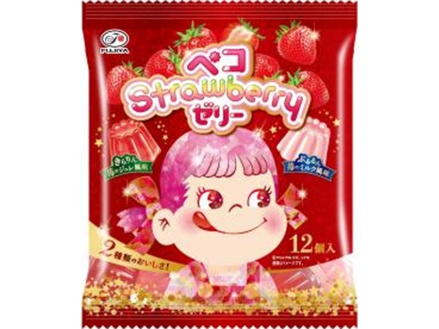 不二家 ペコＳｔｒａｗｂｅｒｒｙゼリー １２個 □お取り寄せ品 【購入入数１８個】【数量限定】◇