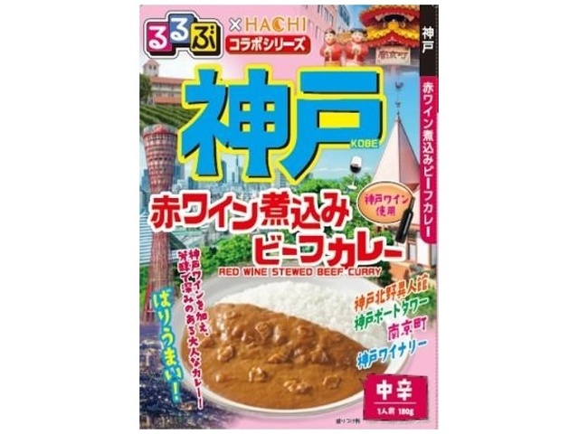 ハチ食品 るるぶ 神戸ビーフカレー中辛 １８０ｇ △ 【購入入数２０個】