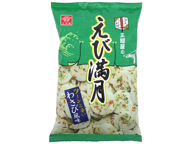 三河屋 えび満月 わさび風味６８ｇ △ 【購入入数１２個】