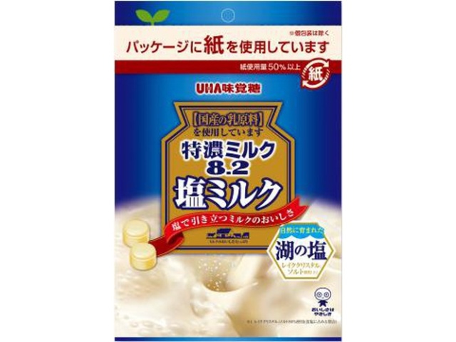 味覚糖 特濃ミルク８．２ 塩ミルク袋７５ｇ △ 【購入入数６個】