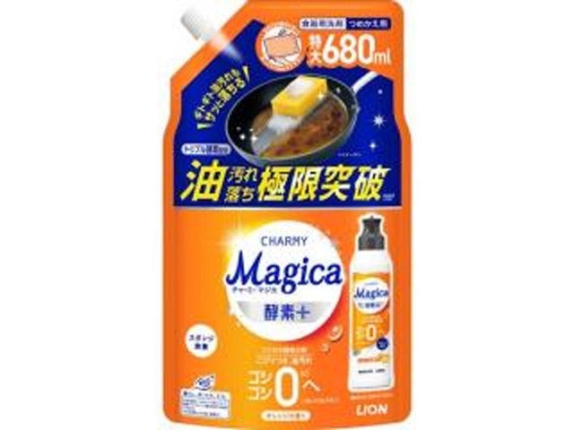 チャーミーマジカ 酵素＋オレンジ詰替６８０ｍｌ 【新商品 4/10 発売】 【今月の特売 雑貨】 □お取り寄せ品 【購入入数１２個】