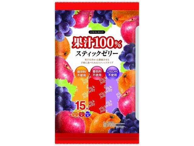 リボン 果汁１００％スティックゼリー １５本 【数量限定】  【購入入数１２個】