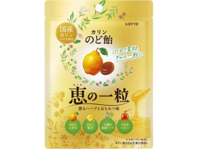 ロッテ カリンのど飴 恵の一粒袋７０ｇ 【新商品 12/9 発売】 △ 【購入入数６個】