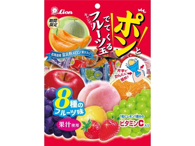 ライオン ポンとでてくるフルーツ玉 １１１ｇ □お取り寄せ品 【購入入数１８個】